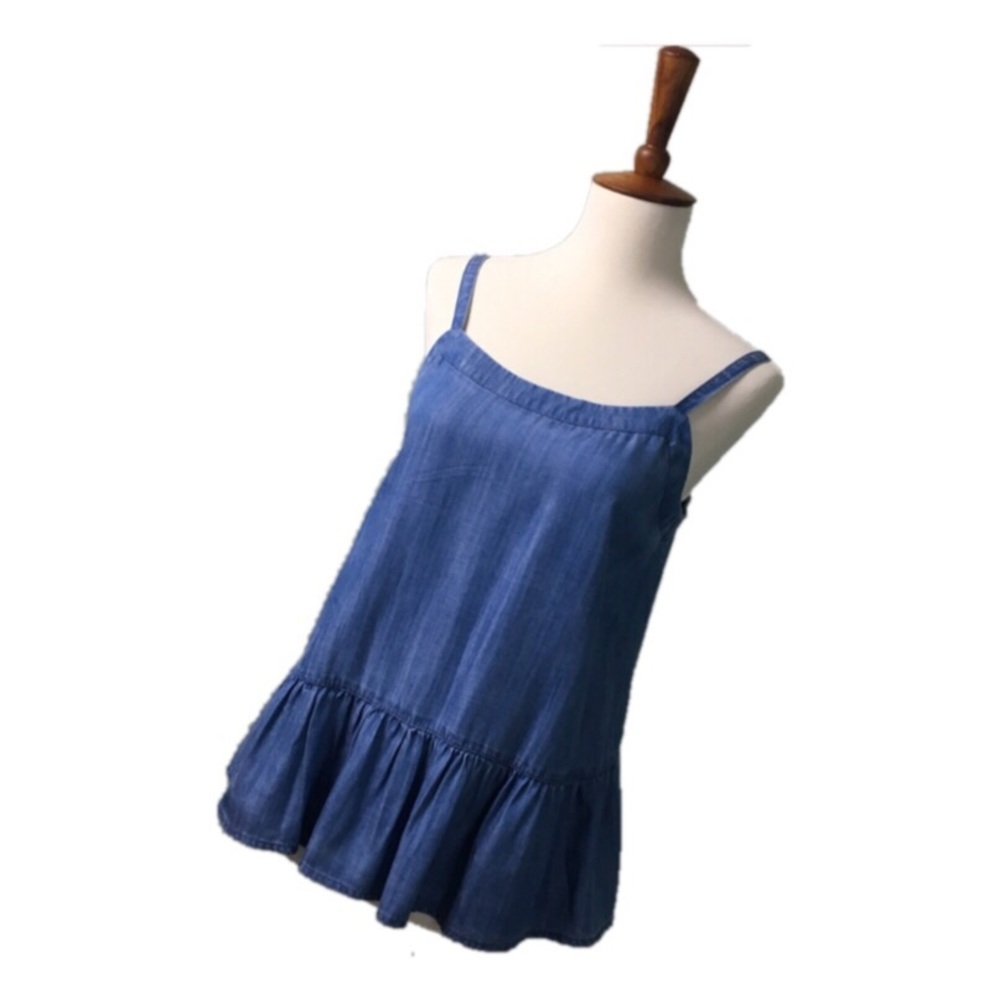 Crown & Ivy Chambray Flounce Hem Tank Top - Picture 1 of 3